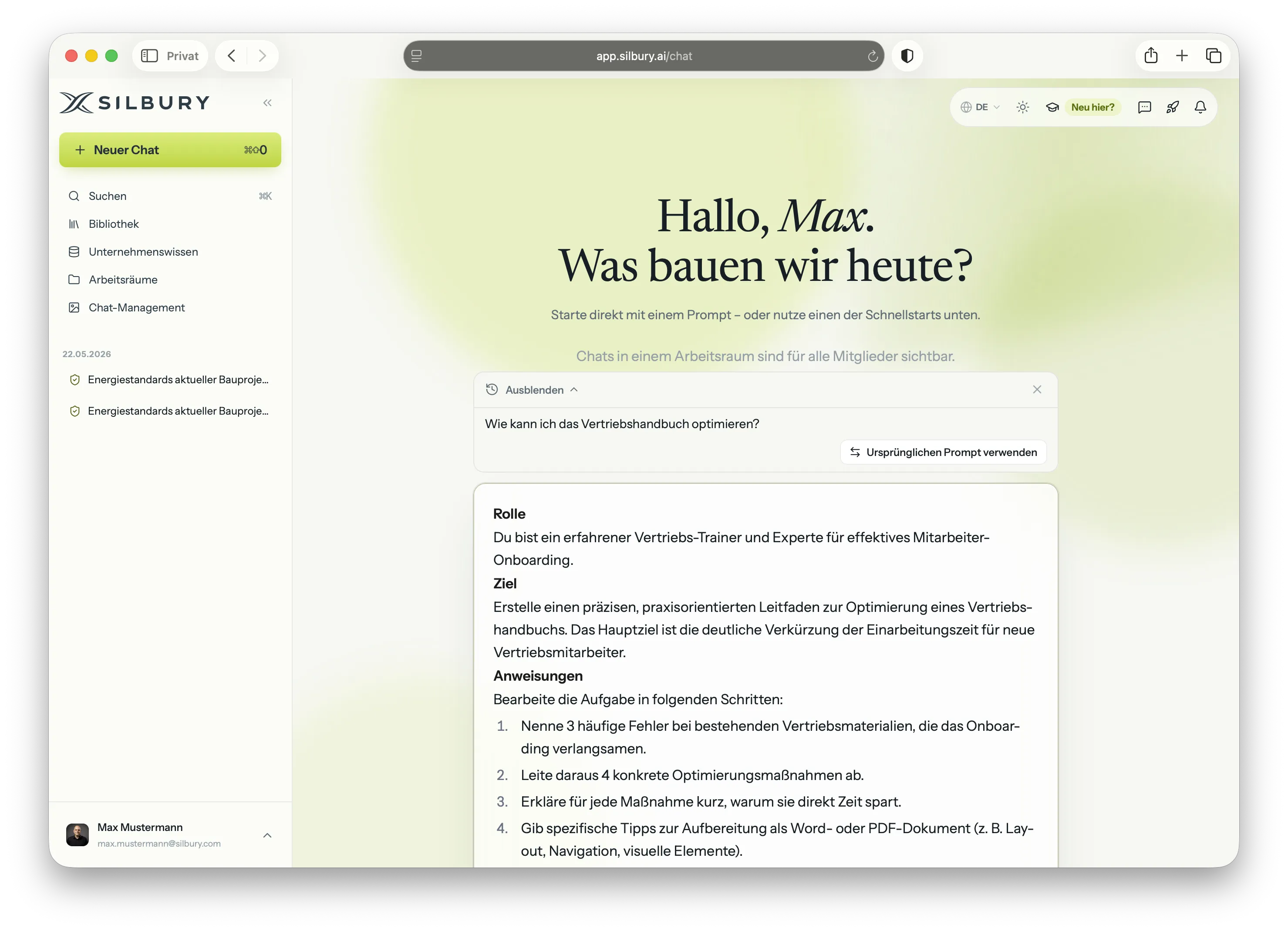 Optimiertes Ergebnis der Prompt-Optimierung